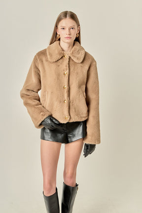 ENGLISH FACTORY - Faux Fur Collar Jacket - JACKETS available at Objectrare