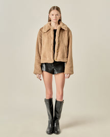 ENGLISH FACTORY - Faux Fur Collar Jacket - JACKETS available at Objectrare