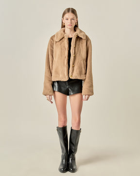 ENGLISH FACTORY - Faux Fur Collar Jacket - JACKETS available at Objectrare