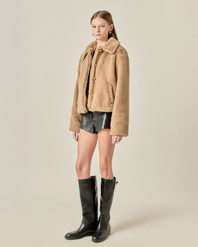 ENGLISH FACTORY - Faux Fur Collar Jacket - JACKETS available at Objectrare