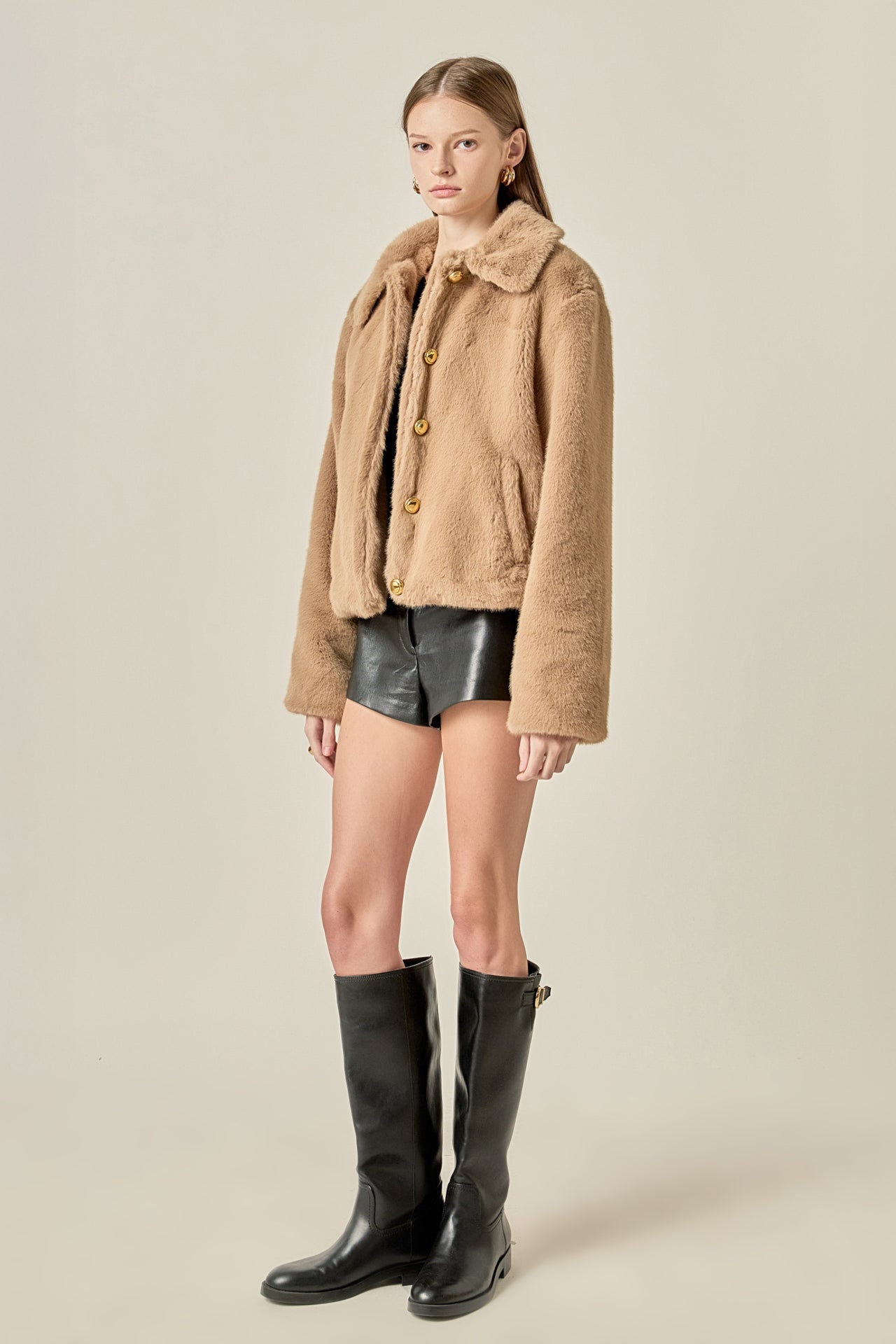 ENGLISH FACTORY - Faux Fur Collar Jacket - JACKETS available at Objectrare