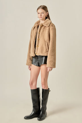 ENGLISH FACTORY - Faux Fur Collar Jacket - JACKETS available at Objectrare