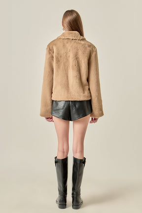 ENGLISH FACTORY - Faux Fur Collar Jacket - JACKETS available at Objectrare