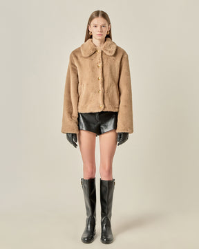 ENGLISH FACTORY - Faux Fur Collar Jacket - JACKETS available at Objectrare