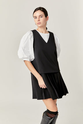 ENGLISH FACTORY - English Factory - Pleated Sleeveless Mini Dress - DRESSES available at Objectrare