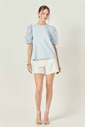 ENGLISH FACTORY - Flower Mixed Media Top - TOPS available at Objectrare