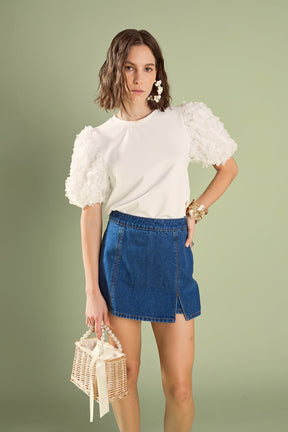 ENGLISH FACTORY - Charlotte Flower Mixed Media Top - TOPS available at Objectrare