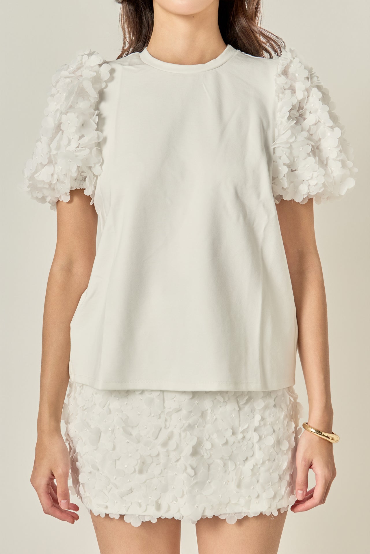 ENGLISH FACTORY - Charlotte Flower Mixed Media Top - TOPS available at Objectrare