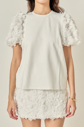 ENGLISH FACTORY - Charlotte Flower Mixed Media Top - TOPS available at Objectrare