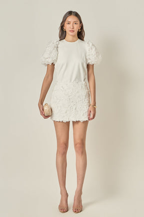 ENGLISH FACTORY - Charlotte Flower Mixed Media Top - TOPS available at Objectrare