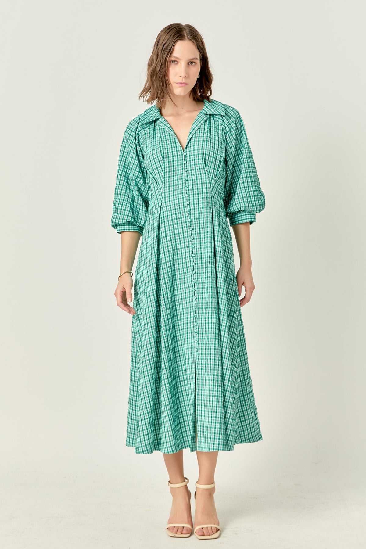 ENGLISH FACTORY - Volume Sleeves Shirt Midi Dress - DRESSES available at Objectrare