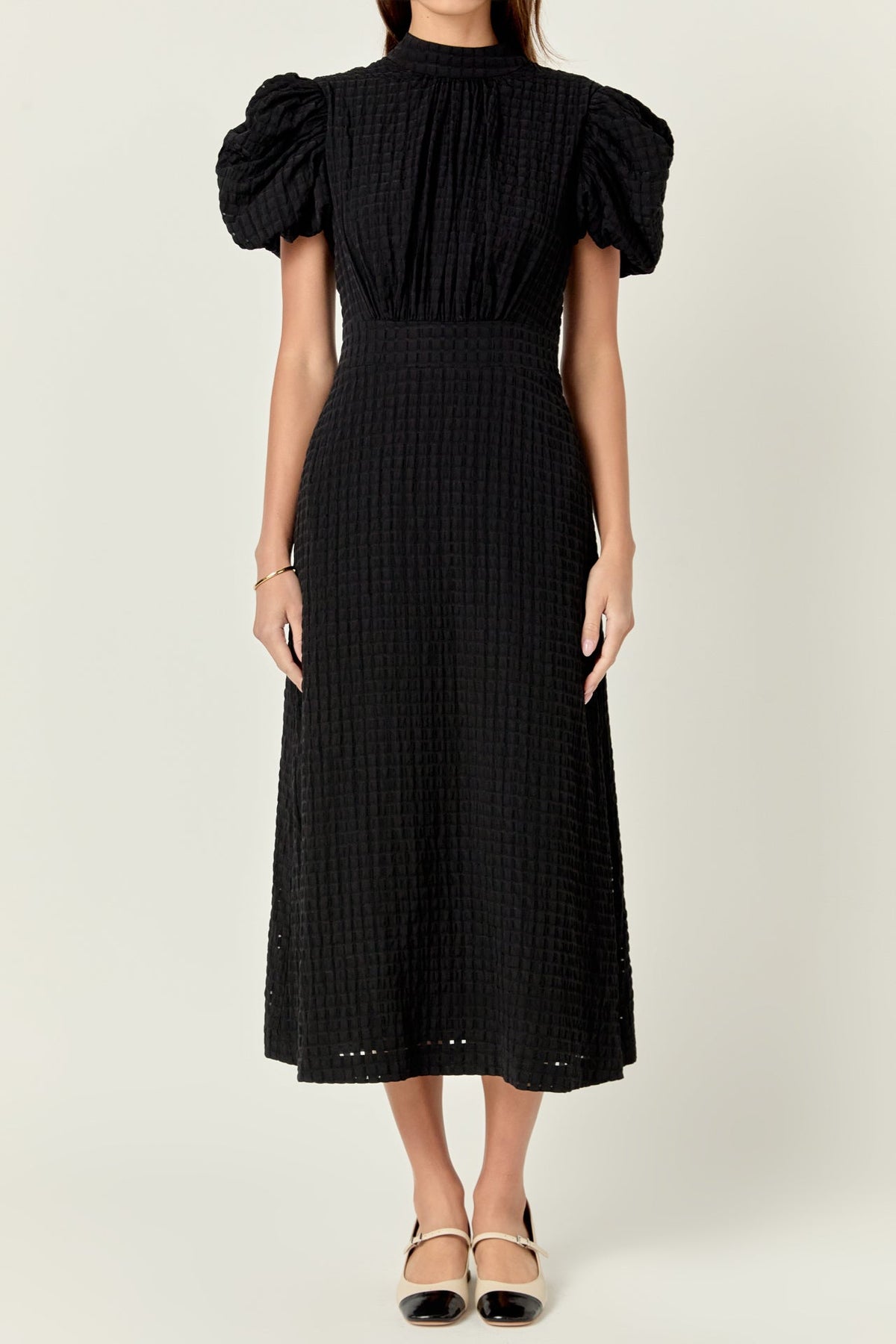 ENGLISH FACTORY - English Factory - Puff Sleeves Midi Dress - DRESSES available at Objectrare