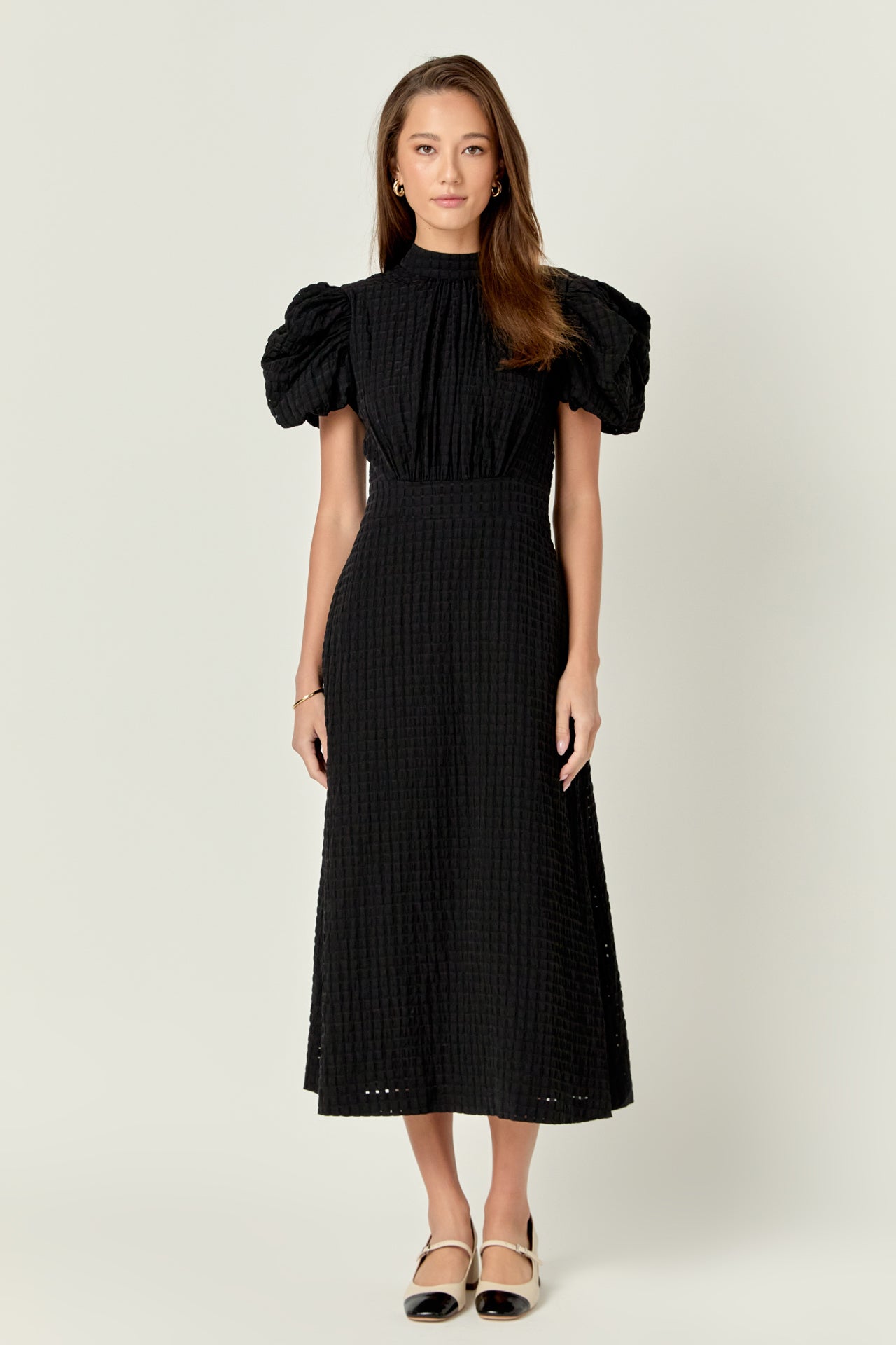 ENGLISH FACTORY - English Factory - Puff Sleeves Midi Dress - DRESSES available at Objectrare