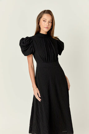 ENGLISH FACTORY - Puff Sleeves Midi Dress - DRESSES available at Objectrare
