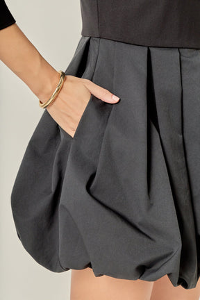 ENGLISH FACTORY - Bubble Hem Mixed Media Mini Dress - DRESSES available at Objectrare