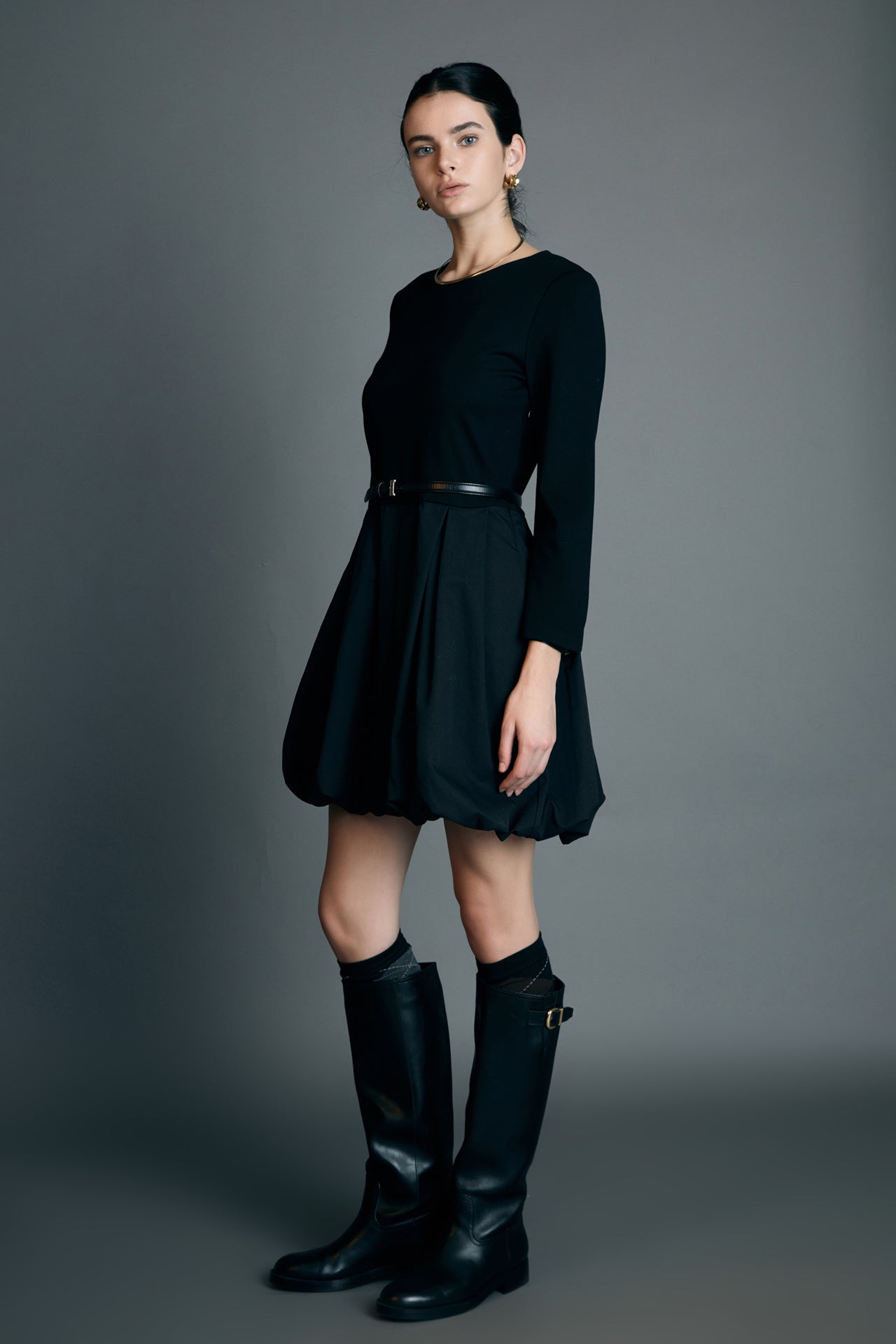 ENGLISH FACTORY - Bubble Hem Mixed Media Mini Dress - DRESSES available at Objectrare