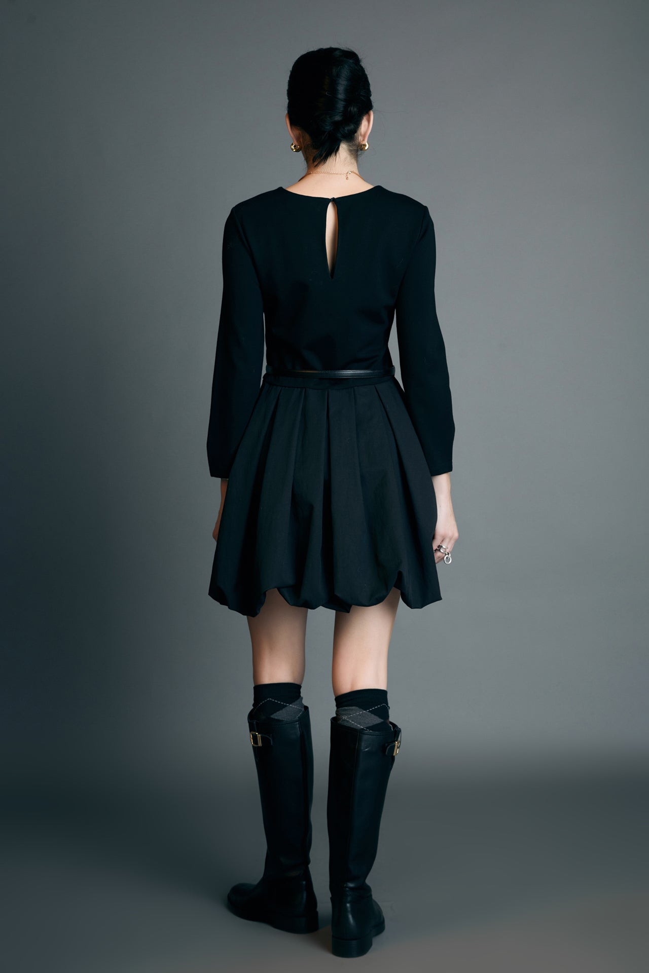 ENGLISH FACTORY - Bubble Hem Mixed Media Mini Dress - DRESSES available at Objectrare