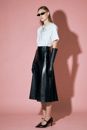 ENGLISH FACTORY - PU High Waisted Midi Skirt in Black - SKIRTS available at Objectrare