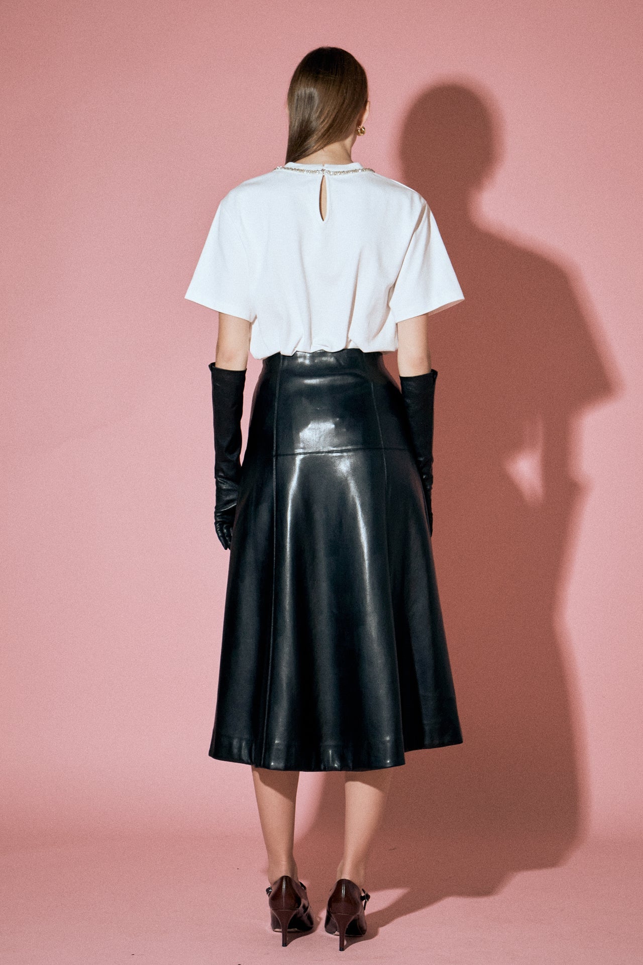ENGLISH FACTORY - PU High Waisted Midi Skirt in Black - SKIRTS available at Objectrare