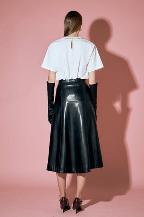 ENGLISH FACTORY - English Factory - PU High Waisted Midi Skirt - SKIRTS available at Objectrare