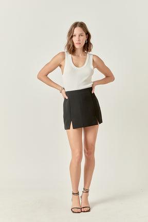 ENGLISH FACTORY - Side Slit Mini Skort - Black - SKORTS available at Objectrare
