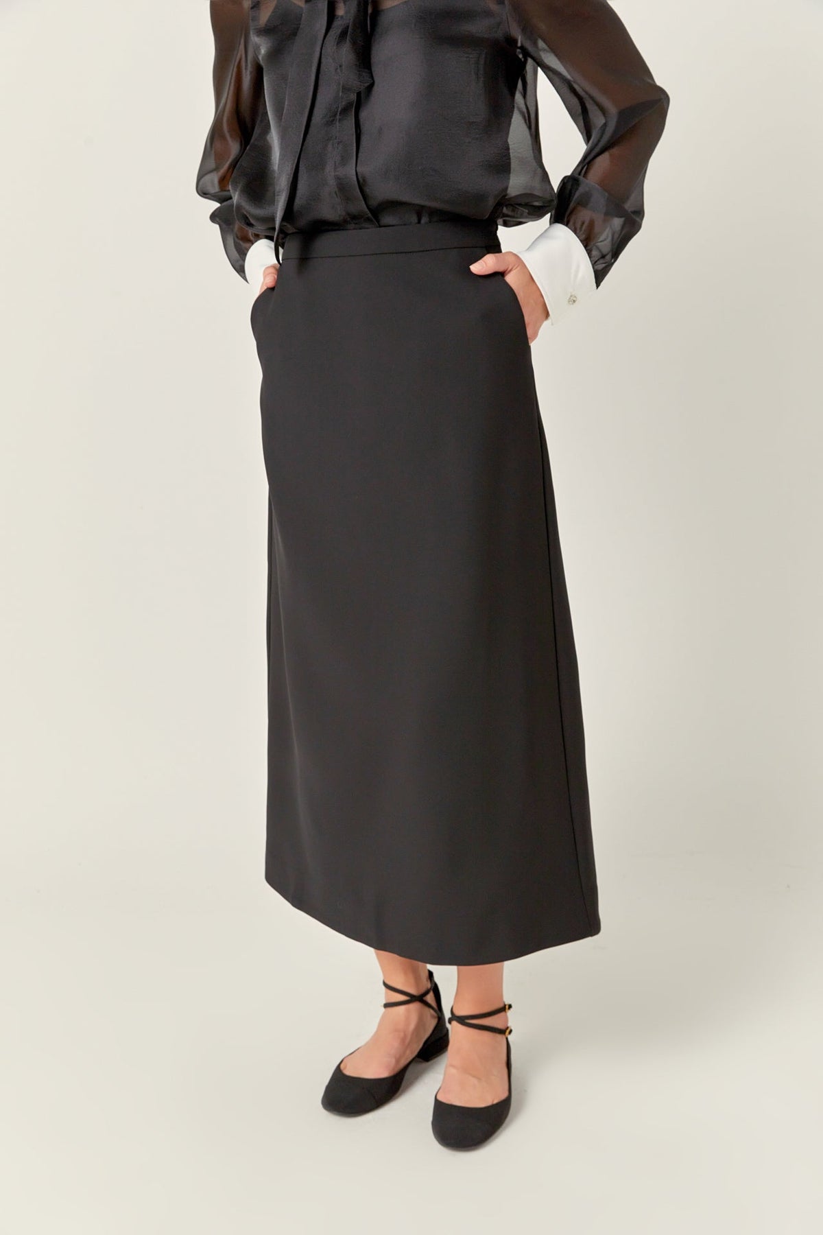 ENGLISH FACTORY - High Waisted A Line Midi Skirt - SKIRTS available at Objectrare