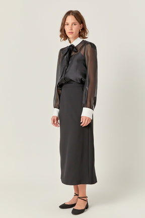 ENGLISH FACTORY - High Waisted A Line Midi Skirt - SKIRTS available at Objectrare