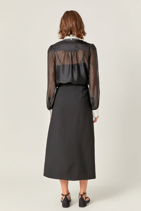 ENGLISH FACTORY - High Waisted A Line Midi Skirt - SKIRTS available at Objectrare