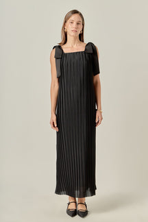 ENGLISH FACTORY - Bow Detailed Pleated Maxi Dress - DRESSES available at Objectrare