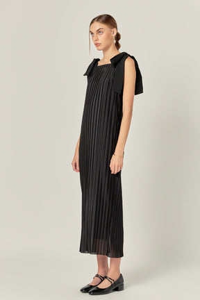 ENGLISH FACTORY - English Factory - Bow Detailed Pleated Maxi Dress - DRESSES available at Objectrare