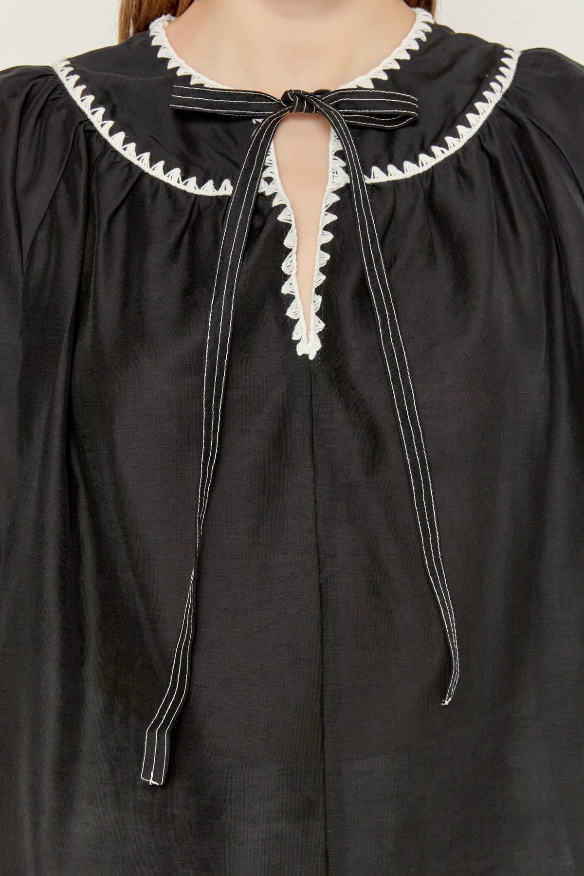 ENGLISH FACTORY - Embroidery Bow Detailed Top - TOPS available at Objectrare