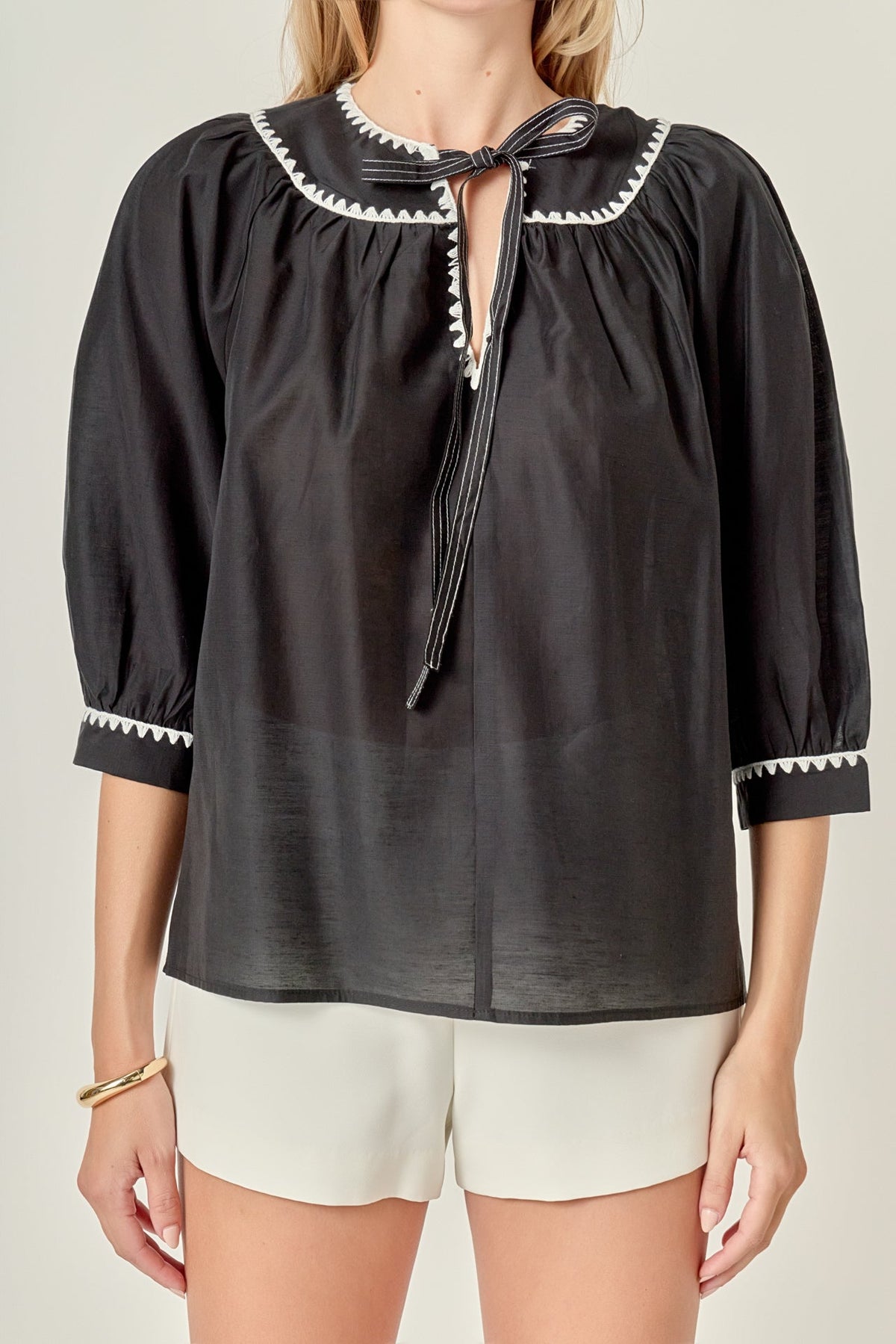 Embroidery Bow Detailed Top