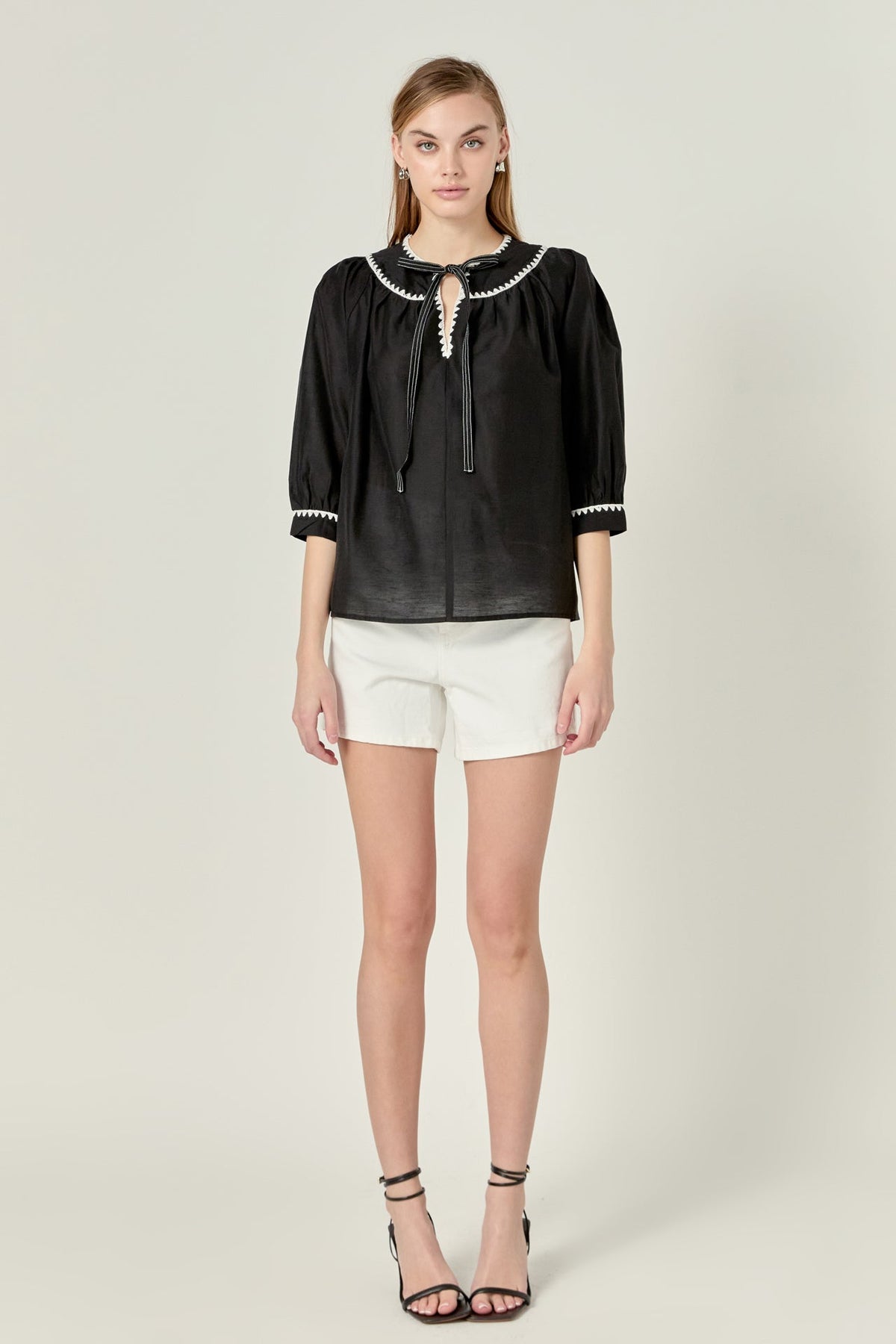 ENGLISH FACTORY - Embroidery Bow Detailed Top - TOPS available at Objectrare