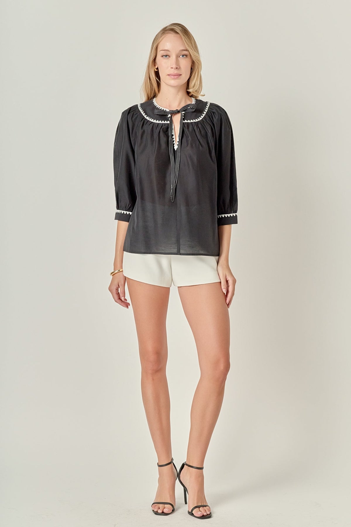 Embroidery Bow Detailed Top