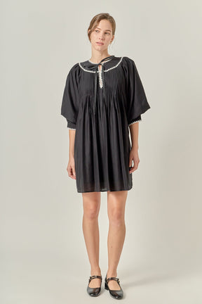 ENGLISH FACTORY - Embroidery Bow Detailed Mini Dress - DRESSES available at Objectrare