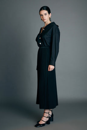 ENGLISH FACTORY - Pleated Midi Skirt - SKIRTS available at Objectrare