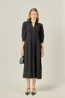 Contrast Stitch Midi Dress