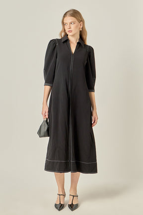 Contrast Stitch Midi Dress