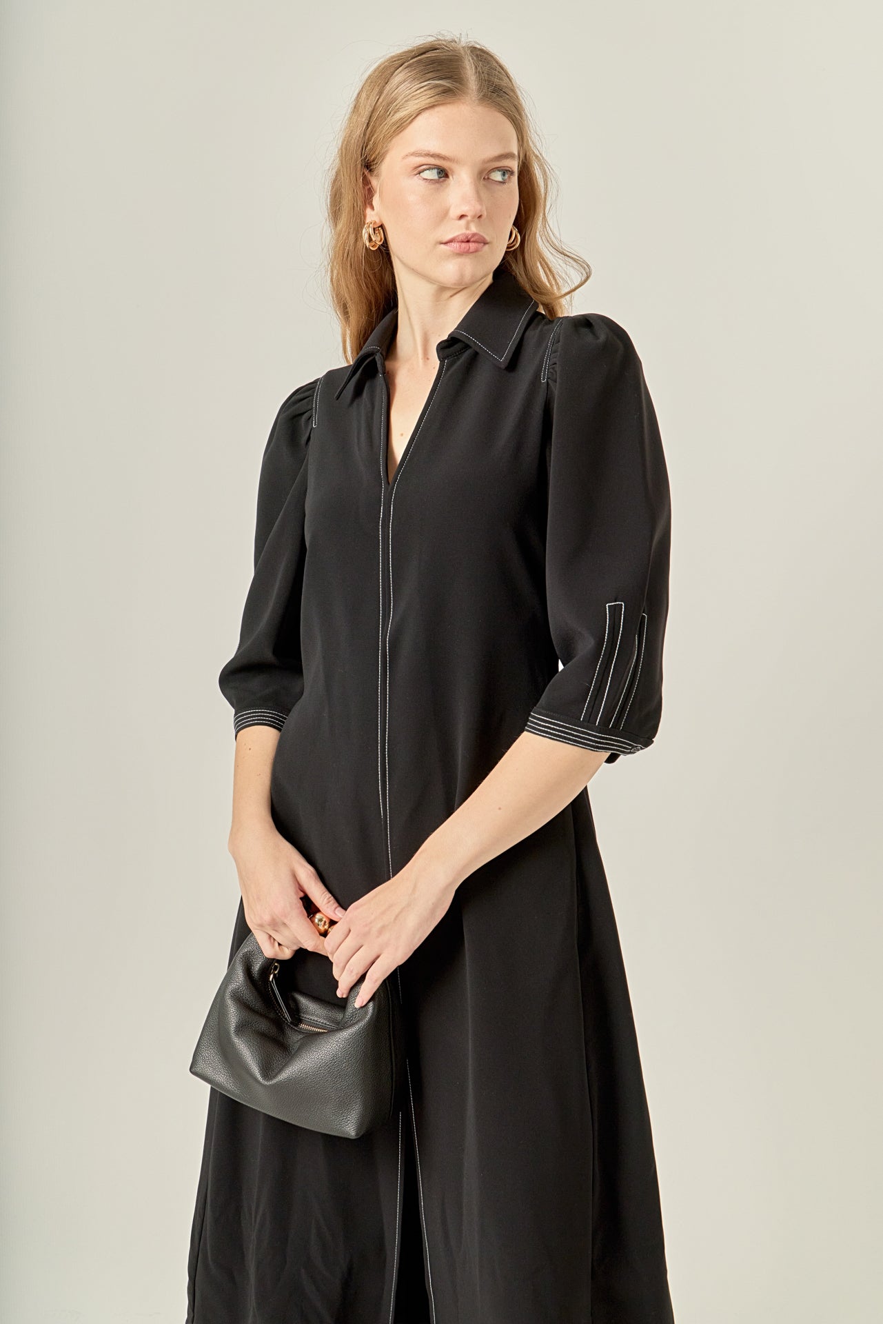 Contrast Stitch Midi Dress