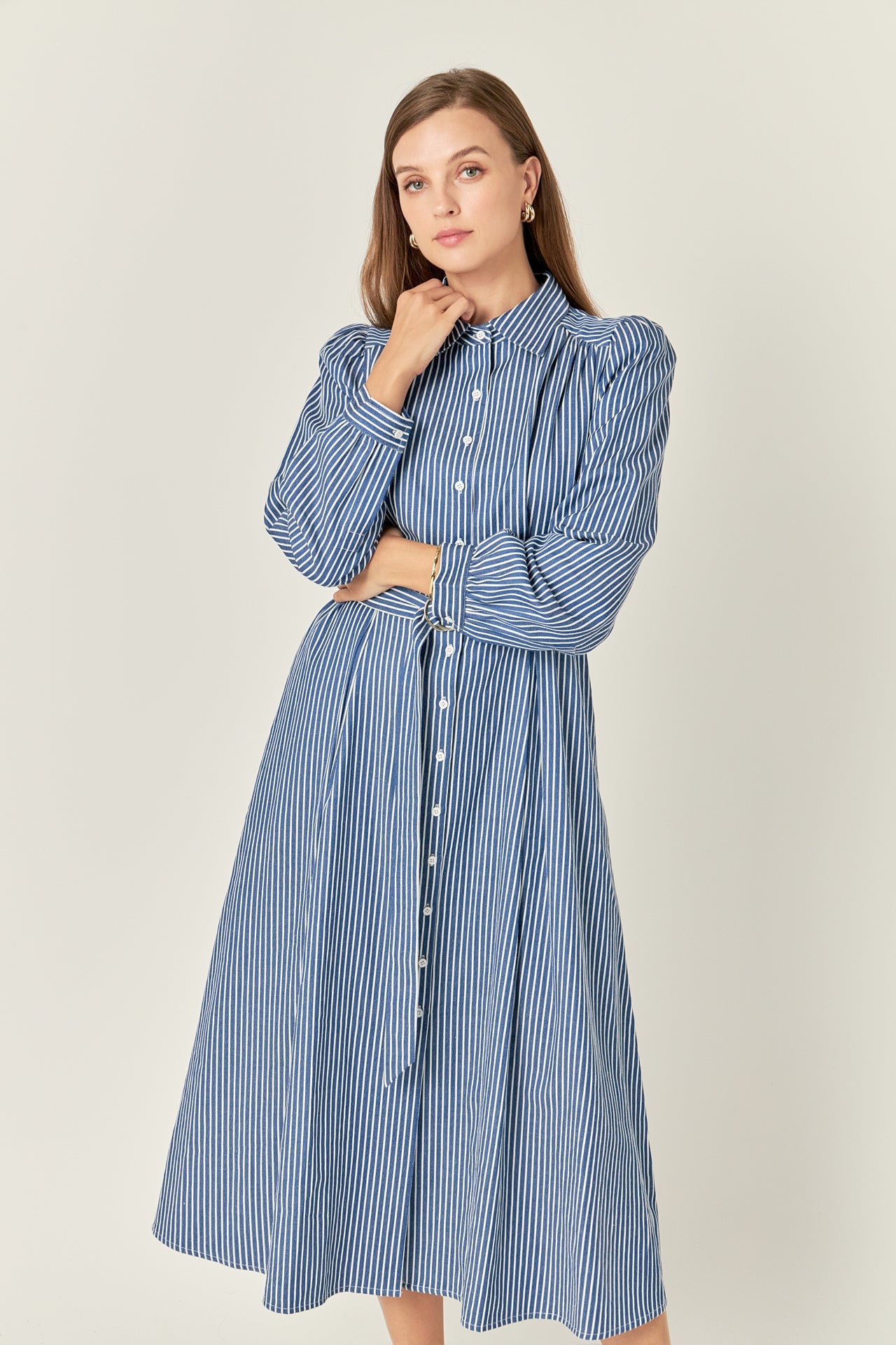 ENGLISH FACTORY - Striped Shirt Midi Dress - DRESSES available at Objectrare