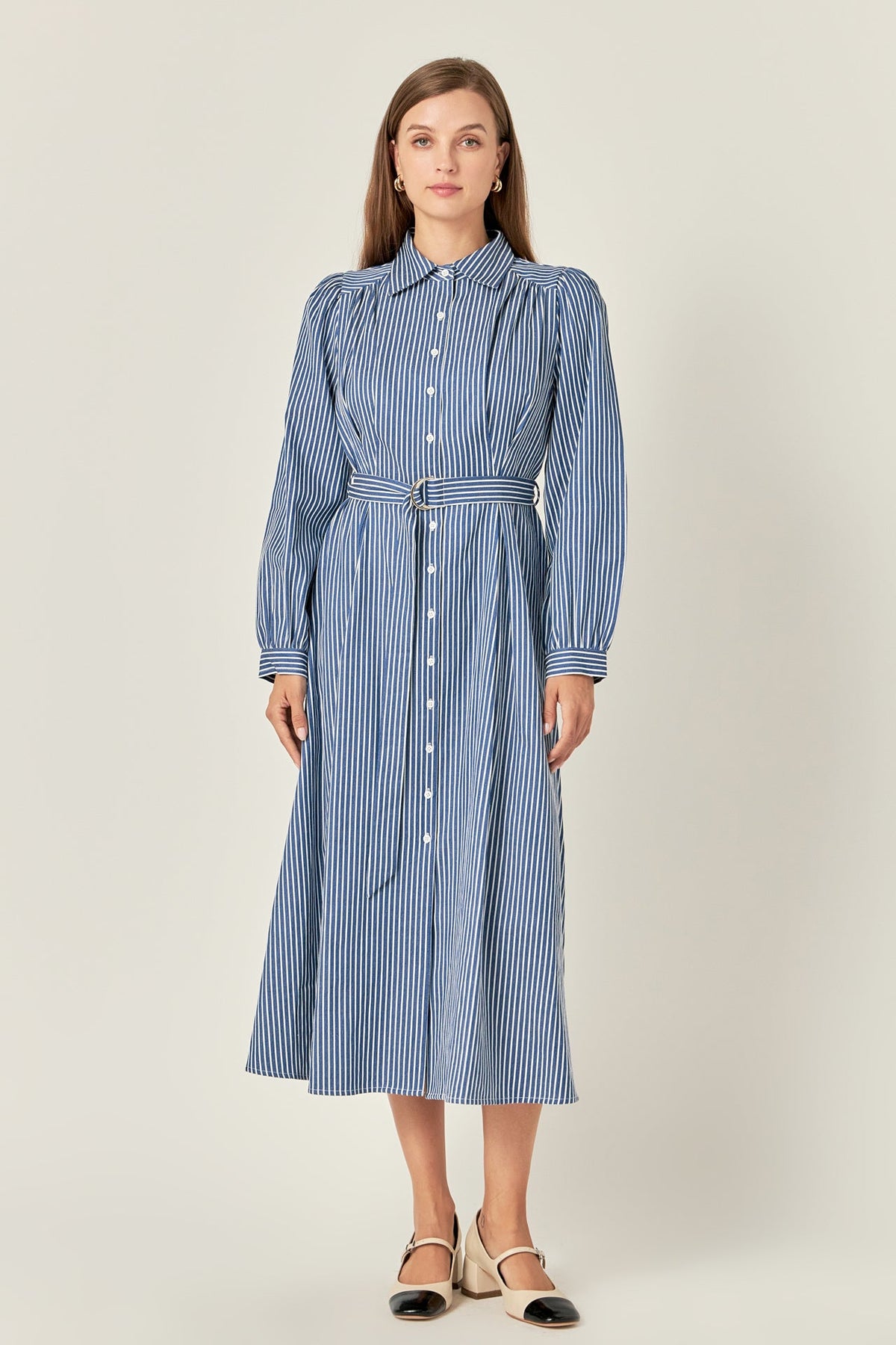 ENGLISH FACTORY - English Factory - Striped Shirt Midi Dress - DRESSES available at Objectrare