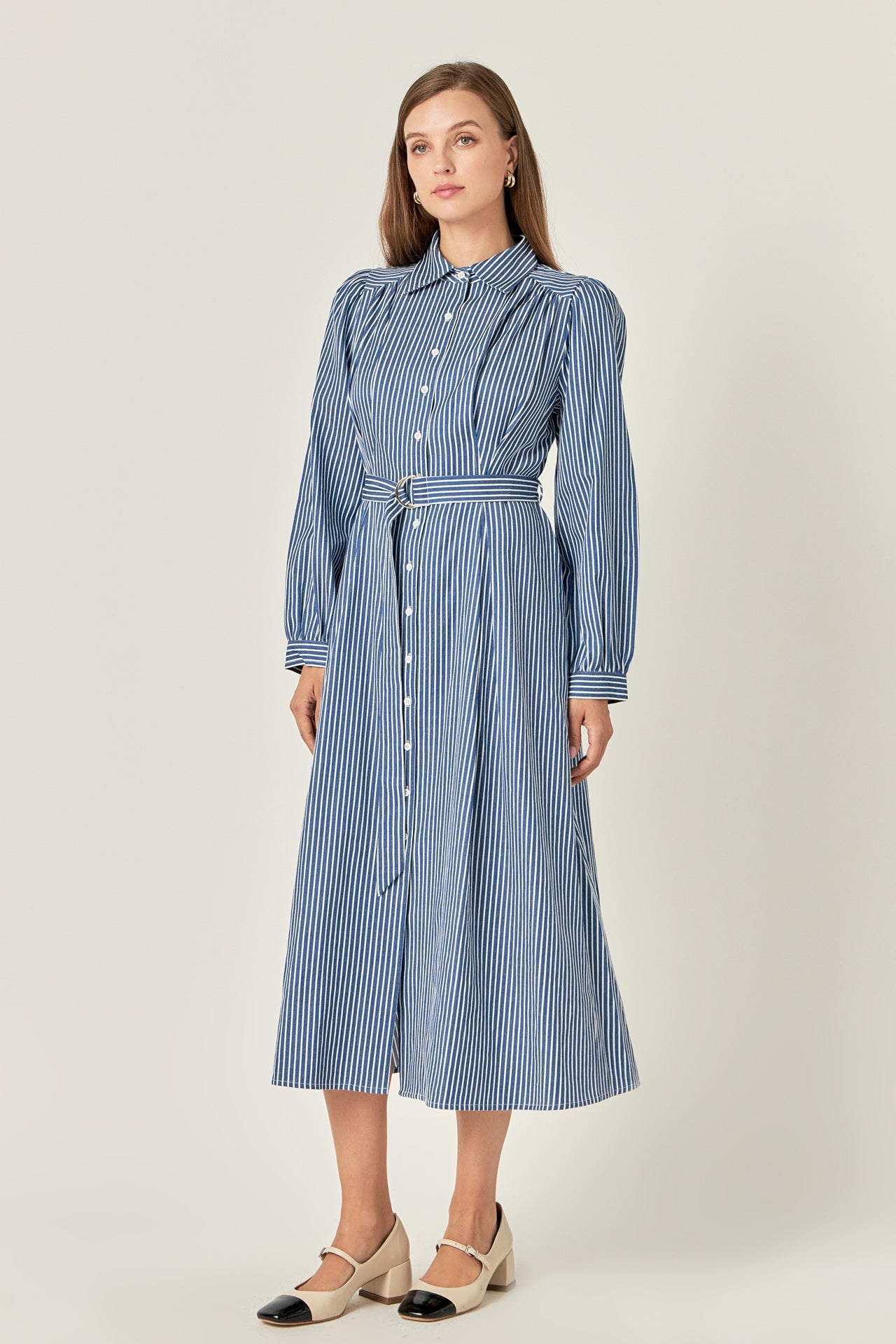 ENGLISH FACTORY - Striped Shirt Midi Dress - DRESSES available at Objectrare