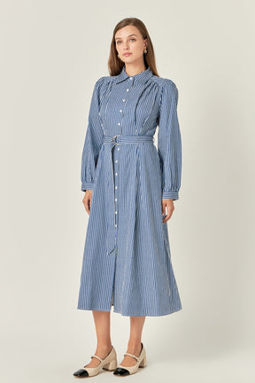 ENGLISH FACTORY - Striped Shirt Midi Dress - DRESSES available at Objectrare