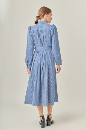 ENGLISH FACTORY - Striped Shirt Midi Dress - DRESSES available at Objectrare