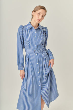 ENGLISH FACTORY - Striped Shirt Midi Dress - DRESSES available at Objectrare