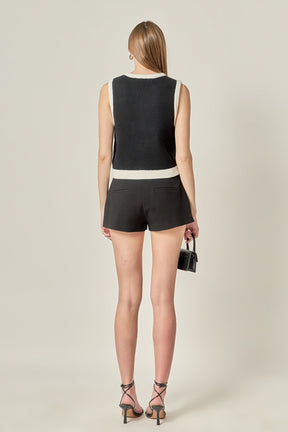 ENGLISH FACTORY - Linda Black and White Knit Vest - OUTERWEAR available at Objectrare