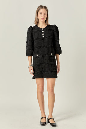 ENGLISH FACTORY - Smocked Fabric Puff Sleeve Mini Dress - DRESSES available at Objectrare