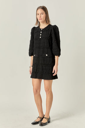 ENGLISH FACTORY - Smocked Fabric Puff Sleeve Mini Dress - DRESSES available at Objectrare