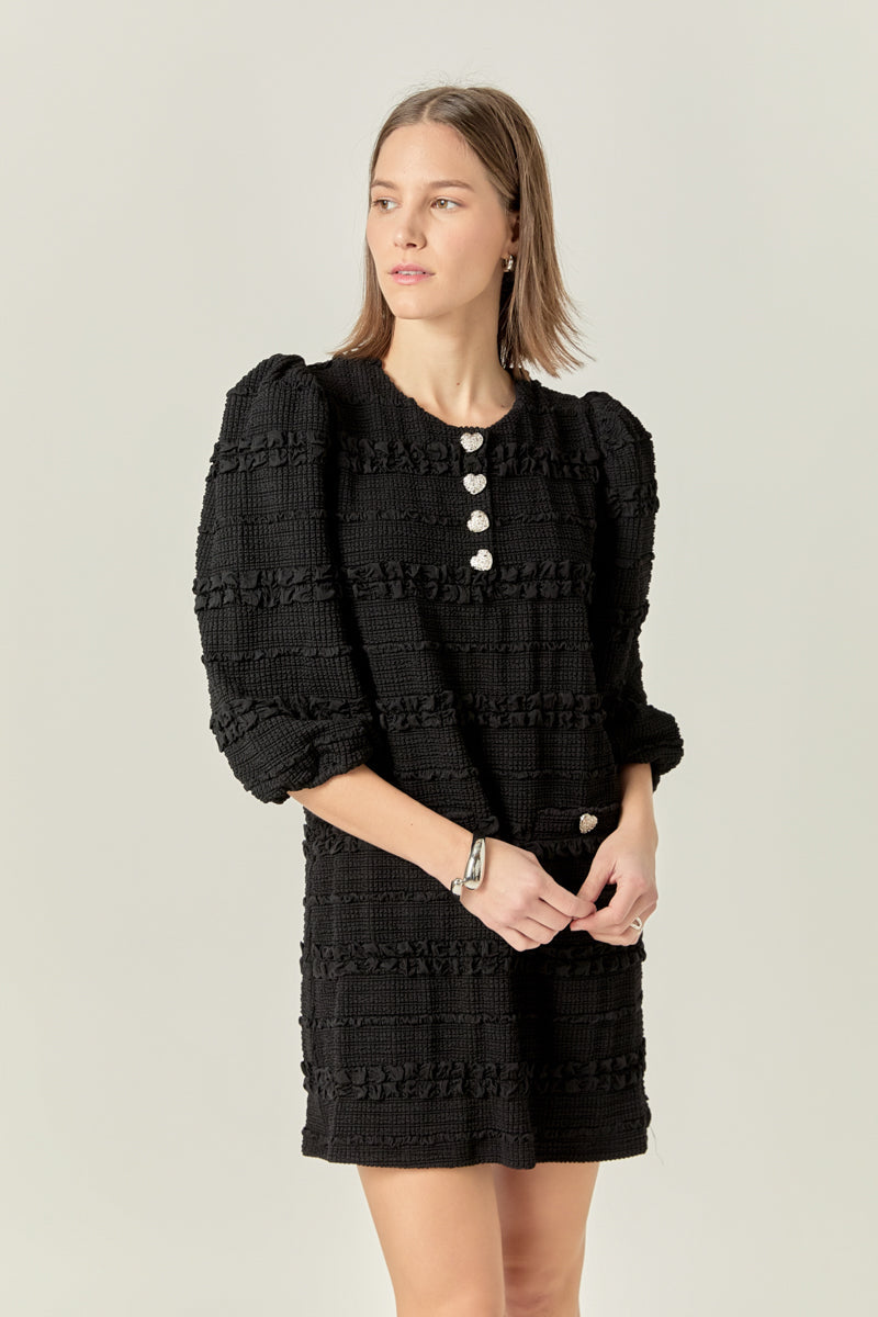 ENGLISH FACTORY - Smocked Fabric Puff Sleeve Mini Dress - DRESSES available at Objectrare