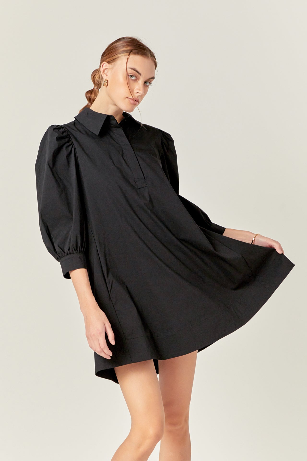 ENGLISH FACTORY - Puff Sleeve Shirt Mini Dress - DRESSES available at Objectrare